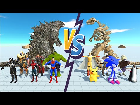 TEAM GODZILLA 2021 VS TEAM GODZILLA SKELETON - Animal Revolt Battle Simulator