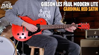Video thumbnail for No Talking...Just Tones | Gibson Les Paul Modern Lite | Cardinal Red Satin by Peach Guitars