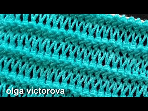 Объемные горизонтальные дорожки на Ажурной сеточке. Контраст фактур 613 Узоры спицами