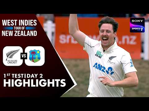 NZ vs WI | 1st Test Day 2 | Highlights | West Indies Tour Of New Zealand 2025