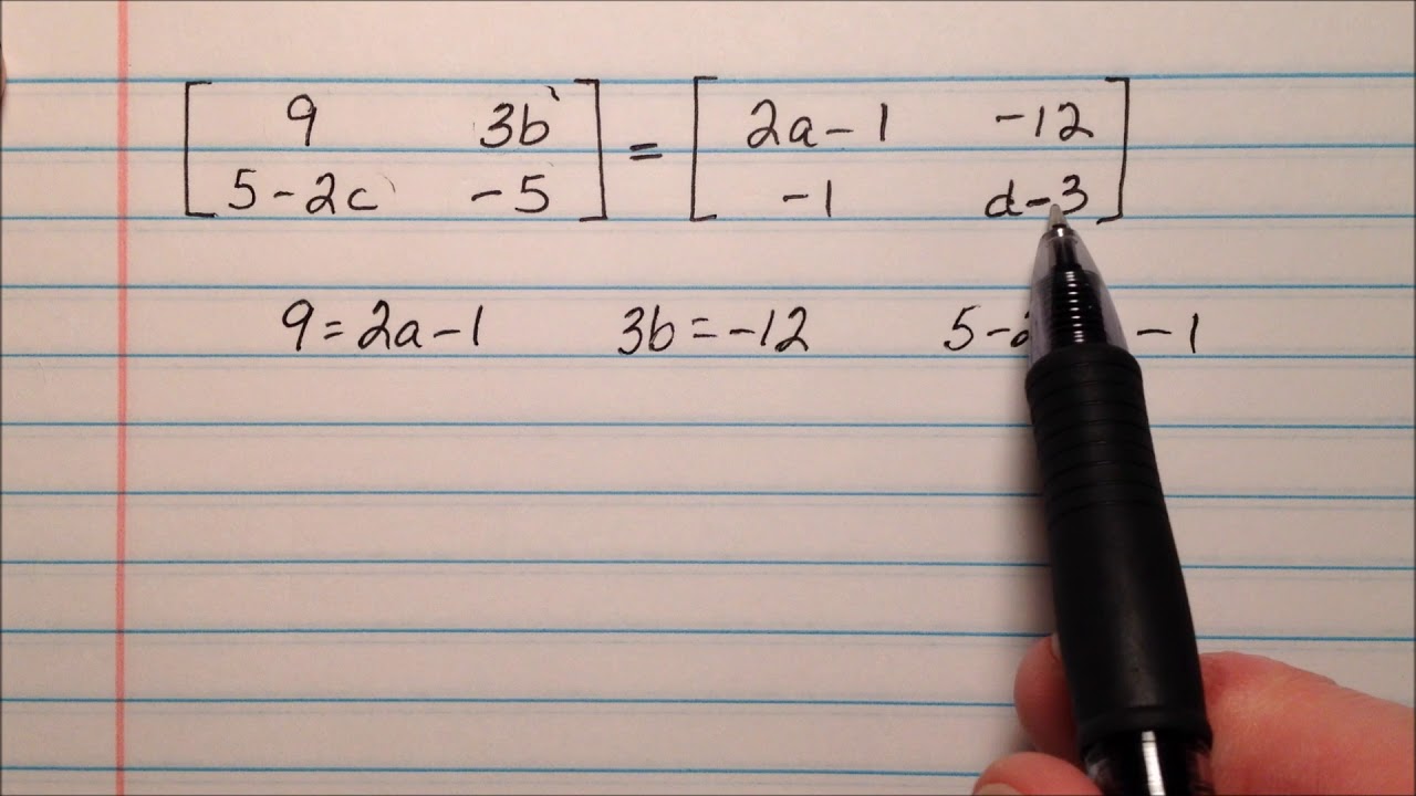 Equations with Equal Matrices, Example 1