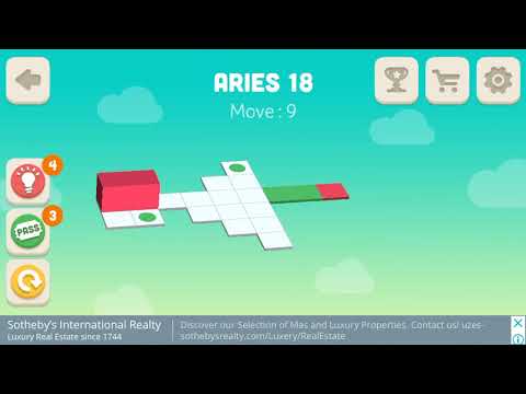 Bloxorz: Roll the Block. Package - Aries. Level - 18. 3 Stars.