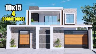 CASA MODERNA  10x15 - 4 DORMITORIOS + OFICINA RVL CASAS 2025 (DISEÑO 3 - 10)