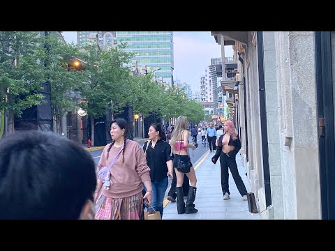 Caminhando pela Estação Shanghai Nanjing West Road Maoming North Road Jilu Road Jing'an Temple