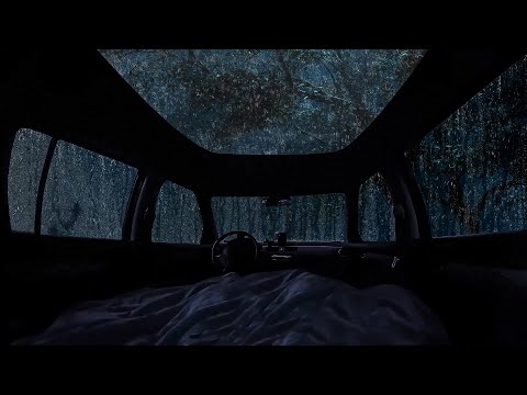 Leave It All To Sink Into Heavy Rain And Thunderstorms - Relax And Sleep In Cozy Car