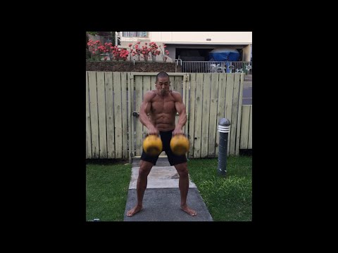 Double 16 kg. Kettlebell Thruster + Snatch x 5 - age 52, November 27, 2020