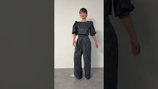 ブルーグレーのジャガードパンツセットアップ 動画
