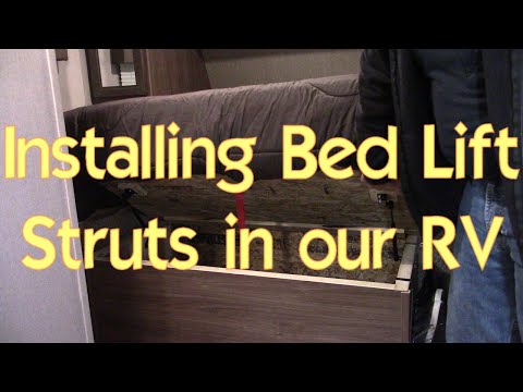 Custom RV bed lift struts installed on our Coleman Lantern 202RD easy to install