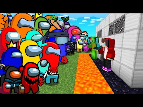 1000 AMONG US vs The Most Secure House - Minecraft gameplay by Mikey and JJ (Maizen Parody)
