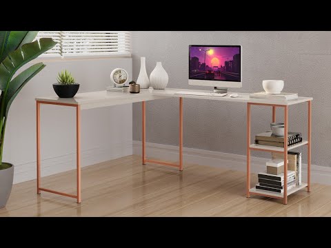 Video thumbnail of Mesa em L Com prateleira Office em MDF Estilo Insdustrial  KLM Store