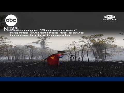 Teenage 'Superman' fights wildfires to save home in Indonesia