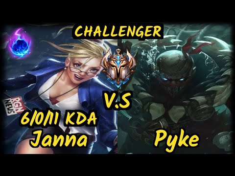 Keria (JANNA) vs PYKE - 6/0/11 KDA BOTTOM SUPPORT CHALLENGER GAMEPLAY - KR