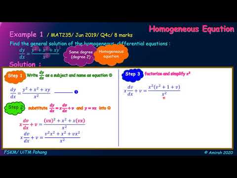 homogeneous  differential equation, example 1