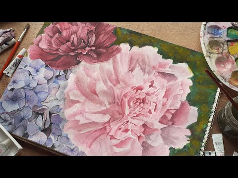 flowers painting with watercolor| Haleema Art #Howtodraw #flowers #painting #art