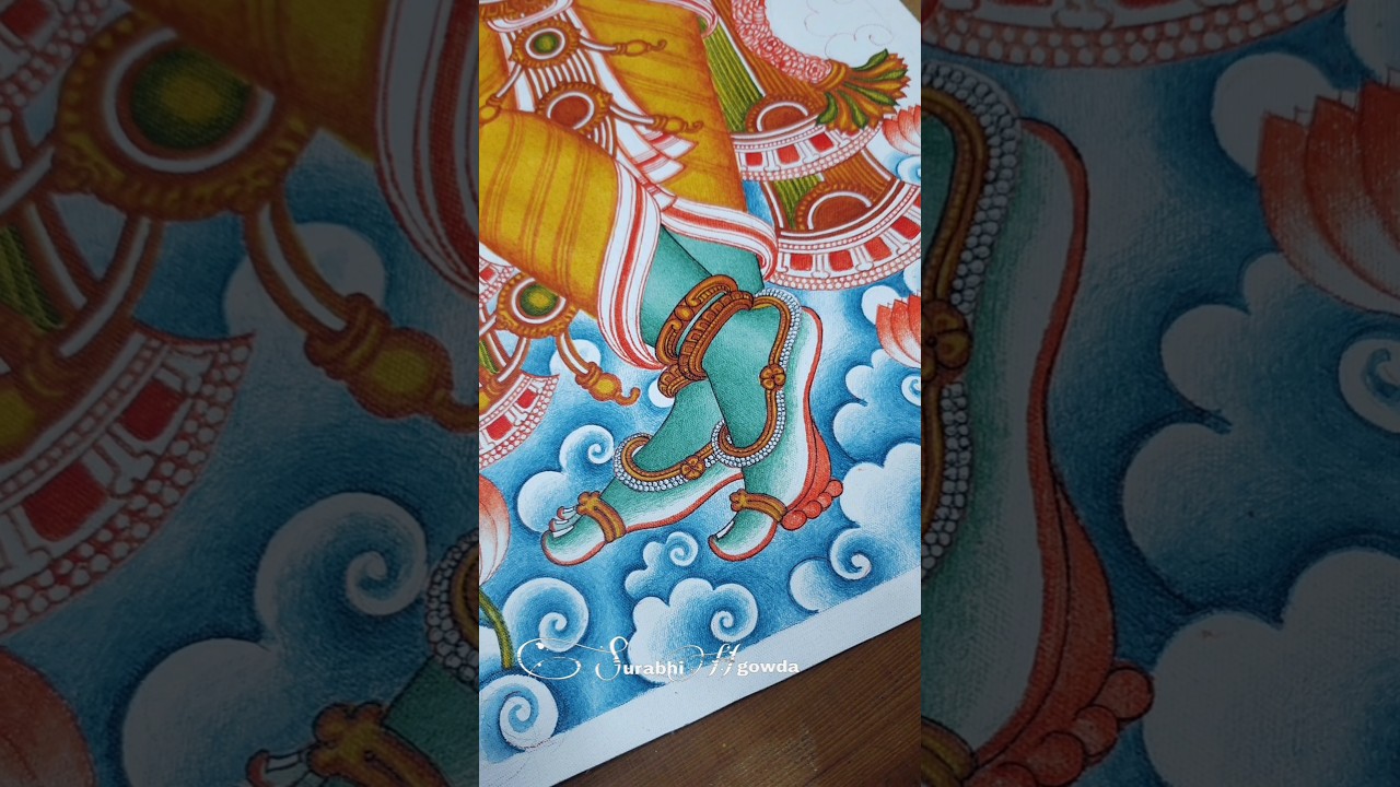 Kerala Mural Painting 🖌️🎨 krishna painting #shortvideo #art #indianart #drawing #shorts