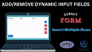 Insert multiple rows in the database by adding dynamic fields in the form using PHP MySQL and jQuery