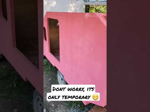 PMF: first coat done! do t worry, she will not be pink for long #pmf #poormansfiberglass #teardrop