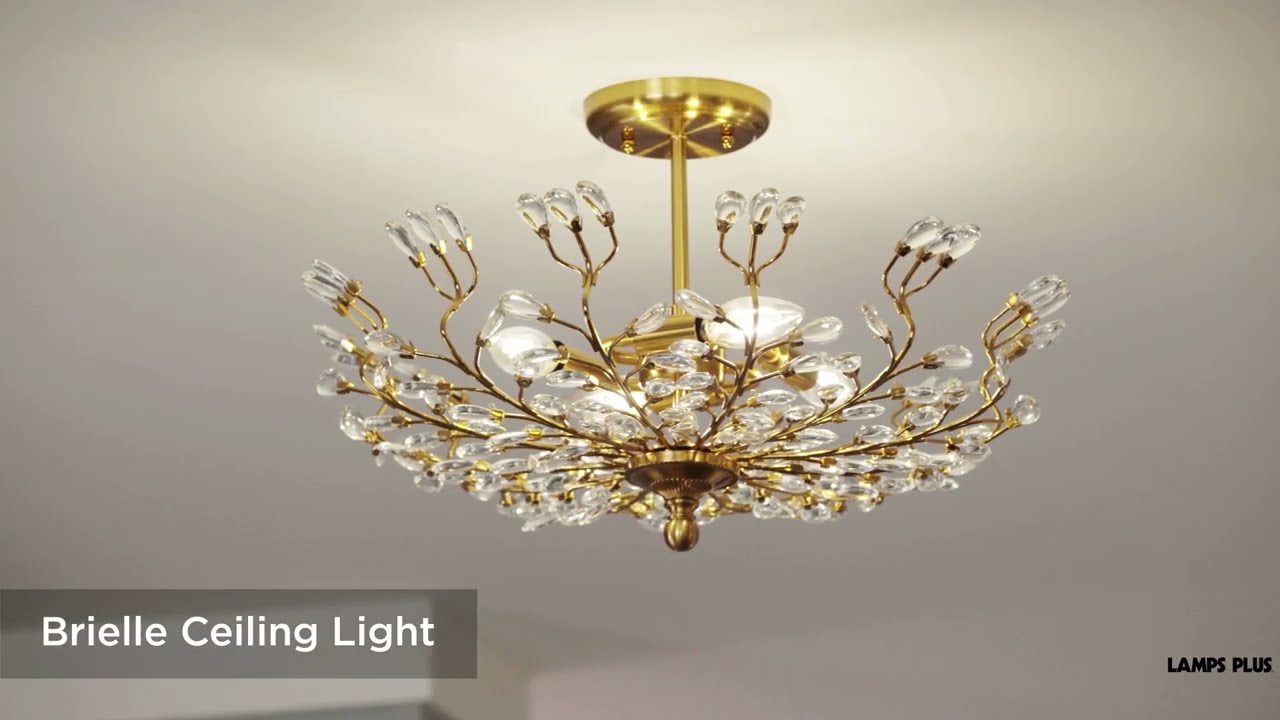 Video 1 Watch A Video About the Brielle 4 Light Brass Branch and Crystal Ceiling Light