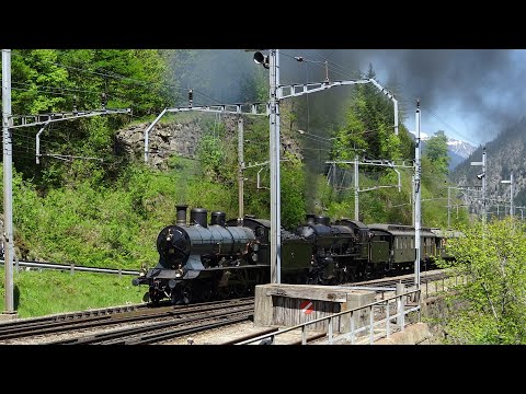 Bahnverkehr Schweiz: Dampffahrt auf der Gotthardbahn - Mai 2016