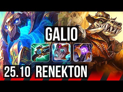 GALIO vs RENEKTON (TOP) | Rank 5 Galio, Legendary, 6 solo kills, 15/2/4 | EUNE Grandmaster | 25.10