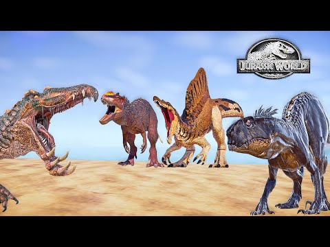 Jurassic World Evolution New Species Mod Dinosaurs Fighting, Scorpius Rex VS Yutyrannus, Carnoraptor