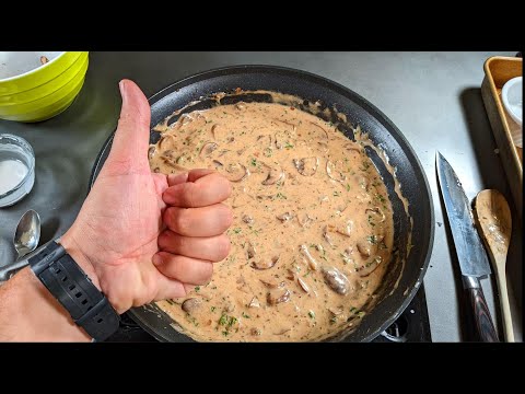 How to make mushrooms in a creamy cheese sauce recipe