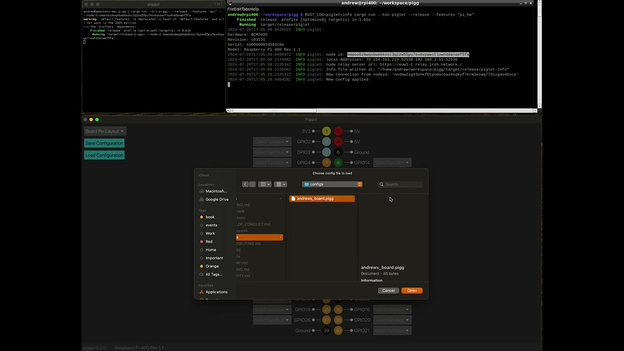 Remote GPIO from piggui to pigglet using Command Line option