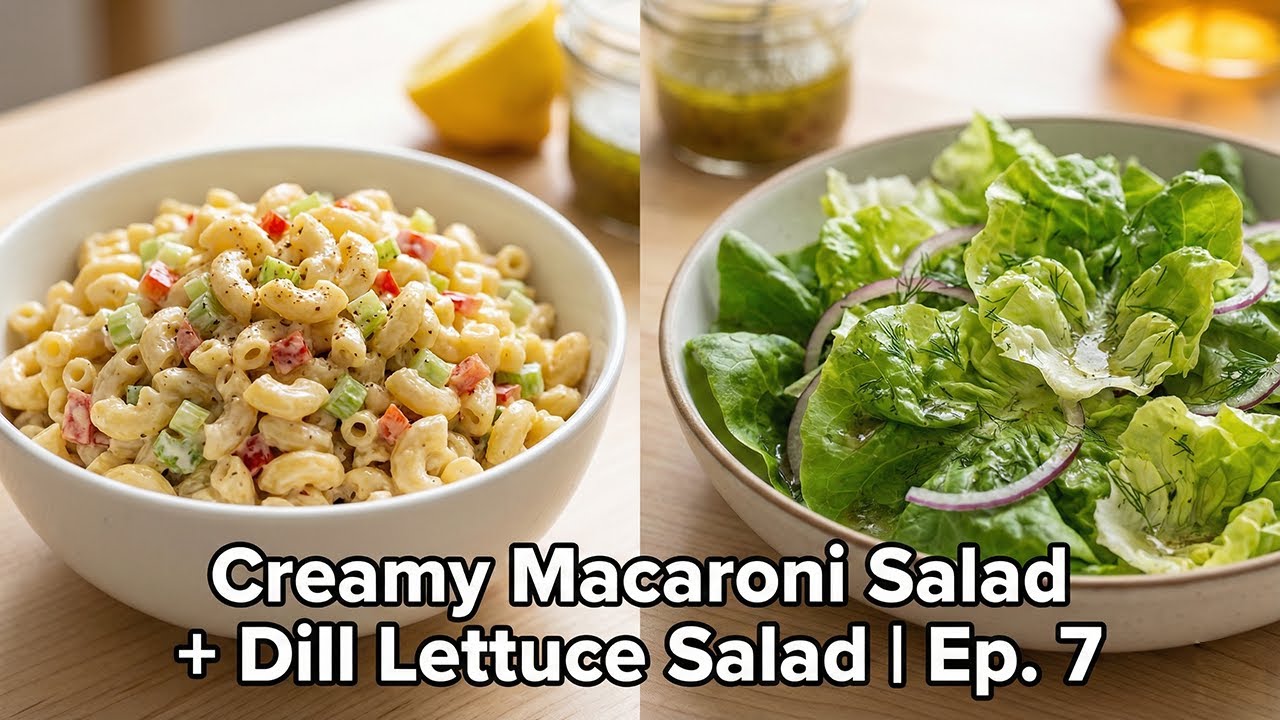 Creamy Macaroni Salad + Bright Dill Lettuce Salad