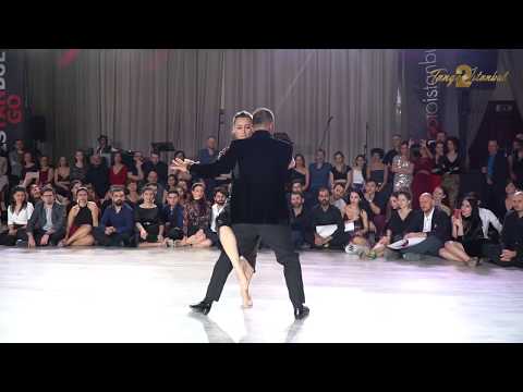  Utku Kuley  and  Iris Basak Dogdu  are  dancing  to  the  tango  "  Confidencias  "  by  Argentino Ledesma  at  TanGO TO Istanbul  in  2019