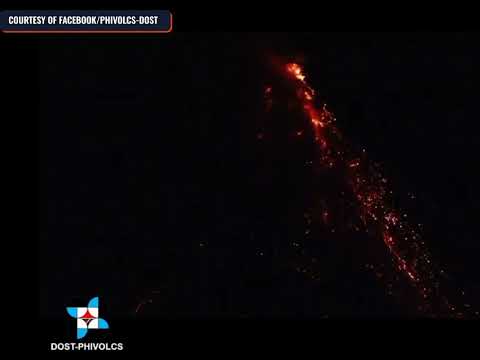 Lava flows from Mayon Volcano on June 18