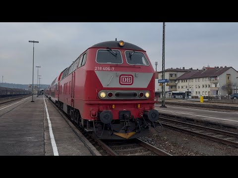 Ausfahrt DB 218 406-7 „Orientrot mit Latz“ als RE2 ➡️ München Hbf mit Makro