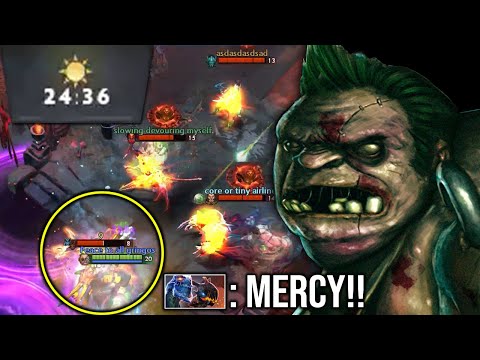 WTF 24Mins Bully enemy at fountain - Immortal Rank 300 Pudge No Mercy!!