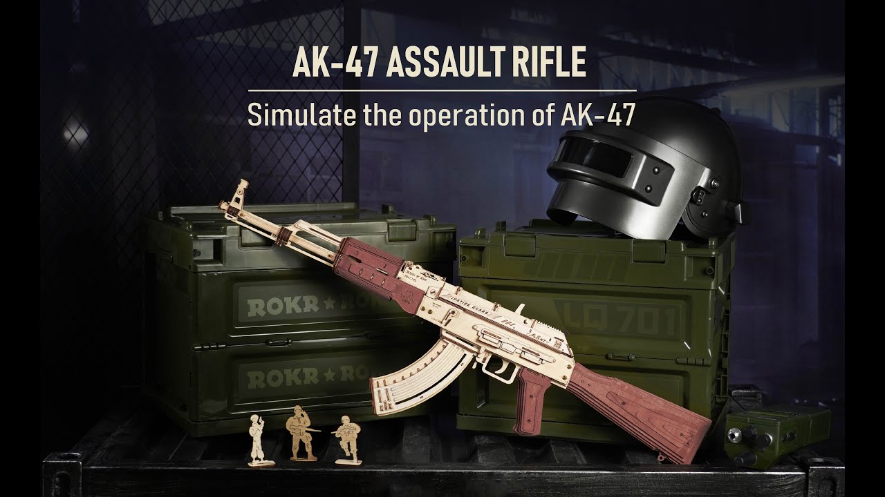 ROKR AK47 Wooden Model | Rubber Band Gun Kit
