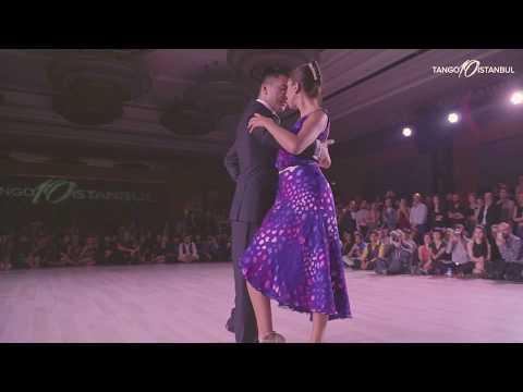  Roxana Suarez  and  Sebastian Achaval  are  dancing  to  the  tango  "  Chique  "  by  Orquesta Típica Misteriosa Buenos Aires  at  TanGO TO Istanbul  in  2018