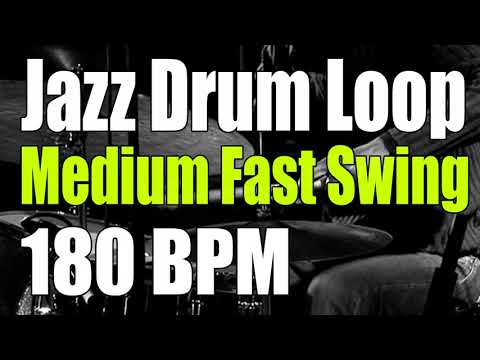 Jazz Drum Track - Medium Fast Swing - 180 BPM