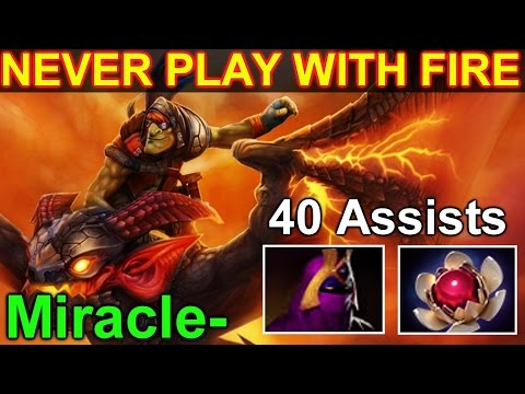 Miracle Batrider- Dota 2: Never Play With FIRE @ 40 Assists [Smurf]