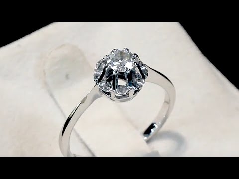 0.33 ct Diamond and 18 ct White Gold Solitaire Ring -Vintage Circa 1940 - A6774