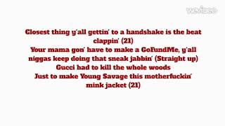 21 Savage Ft. Gunna &amp; Lil Baby - Can&#39;t leave without it (lyrics)