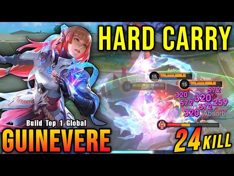 24 Kills!! Guinevere LEGEND Skin Hard Carry Mode!! - Build Top 1 Global Guinevere ~ MLBB