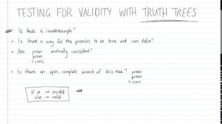 Week 5 Tutorials - Video 1 - testing for validity with truth trees