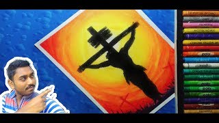 preview picture of video 'Jesus Christ Drawing with oil pastel || Abstract painting || utsab sakar 2018'