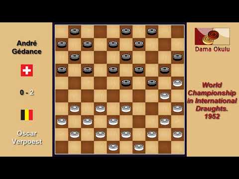 Oscar Verpoest (BEL) - André Gédance (SUI). Draughts World Championship. 1952.