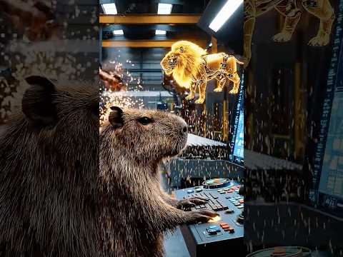 A Stunning Robot Lion Building Competition Between Capybara and Olivia #animals#capybara