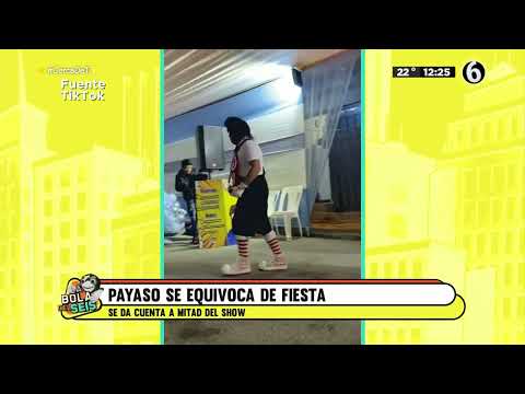 Payaso se equivoca de fiesta y se da cuenta a mitad de show | La Bola del 6