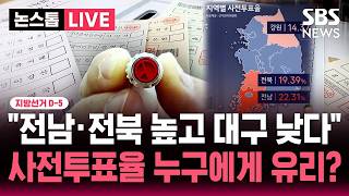 [????속보] 지선 D-5 "전남·전북 높고 대구 낮다" 사전투표 첫날 최종 11.6%..높은 사전투표율, 누구에게 유리? | SBS 뉴스속보