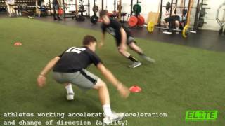 Athletes working on acceleration, deceleration, & change of direction