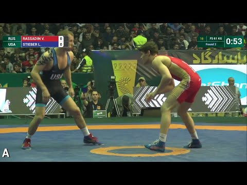 Round 2 FS - 61 kg: L. STIEBER (USA) df. V. RASSADIN (RUS), 7-4