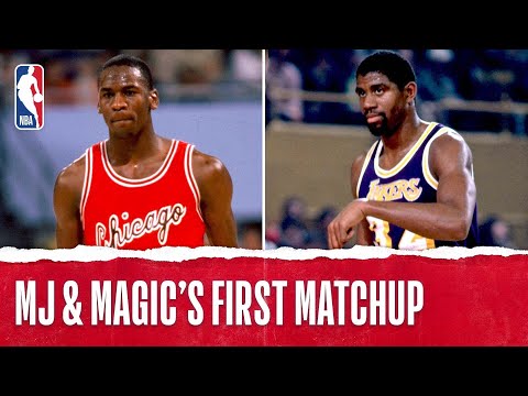 , title : 'Michael Jordan vs Magic Johnson | 1st Matchup Ever Rookie Jordan | 12.2.1984'
