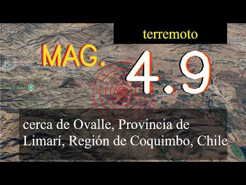 Un terremoto leve de magnitud 4,9 se produjo cerca de Ovalle, provincia de Limarí, Región de Coquim