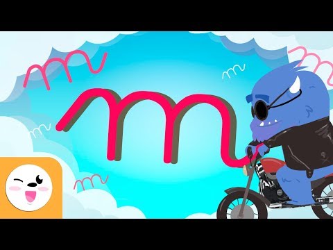 Letra M con caligrafía enlazada - El abecedario para niños